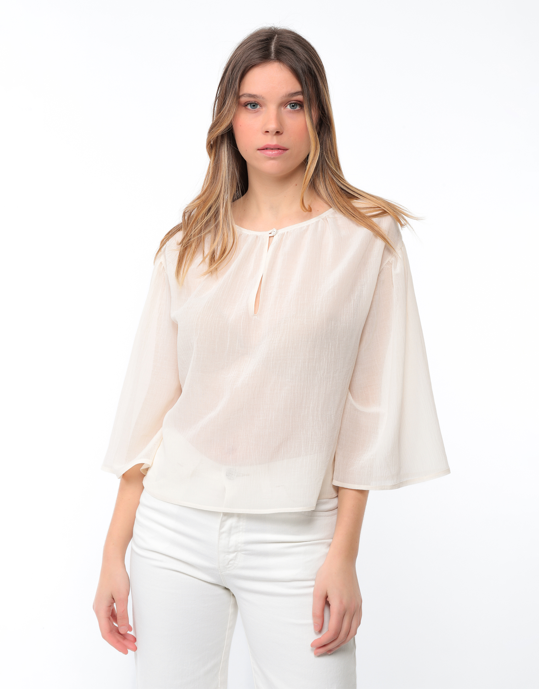 Ivory cotton veil blouse